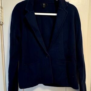 J. Crew Factory Dark Navy Knit Single-Button Blazer